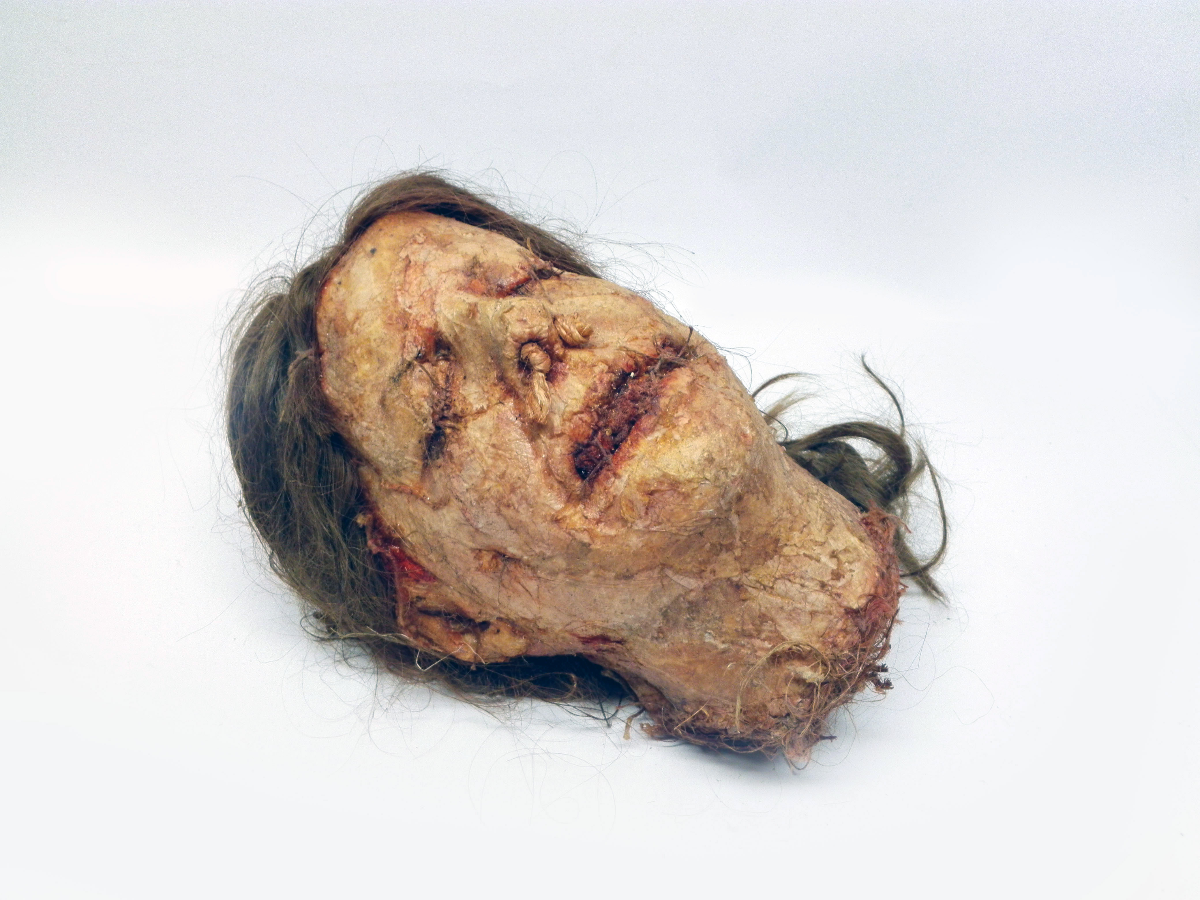 cabeza no2 hombre coleta momificado replica 30x18x22 1u